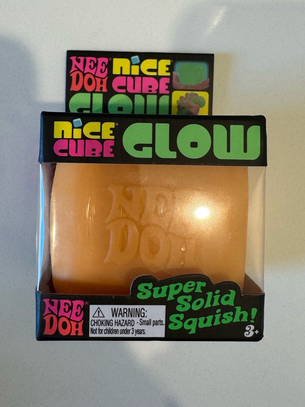 Needoh Glow Nice Cube - Orange - NWT